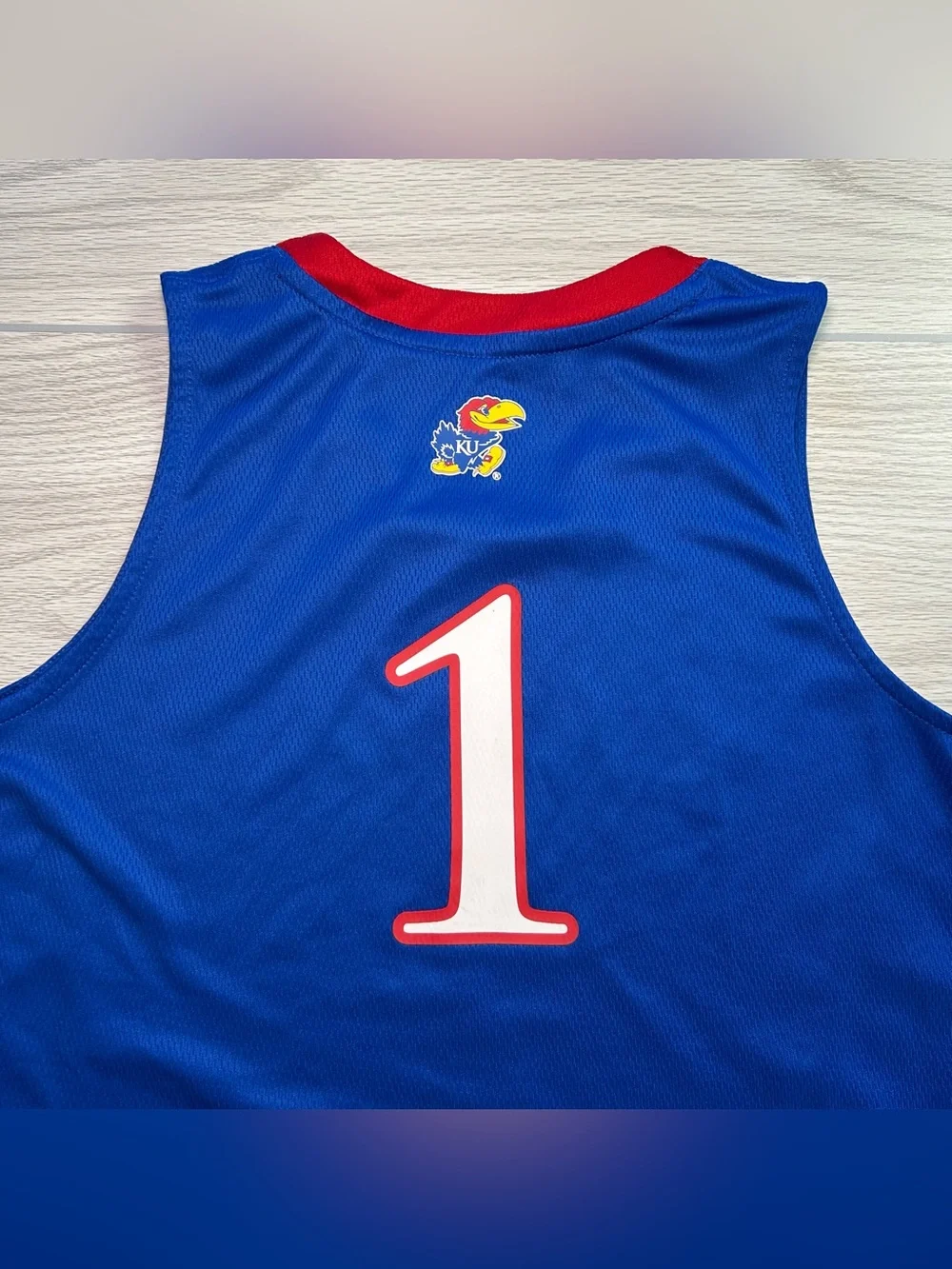 Adidas Kansas Jayhawks Basketball Swingman Jersey #1 Royal Blue size YOUTH M